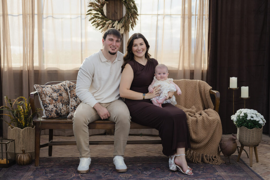 Hailey Sipe with her husband and baby